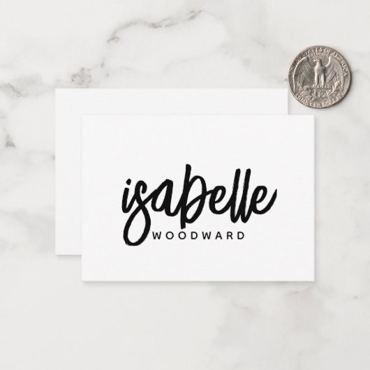 Modern minimalistisch Script-monogram Notitiekaartje (Voorkant / Achterkant in situ)