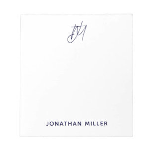 Modern minimalistisch Script Monogram wit Notitieblok