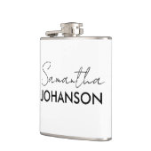 Modern Minimalistisch Script Naam monogram Heupfles (Links)