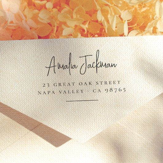 Modern & minimalistisch script naam retouradres 	rubberstempel