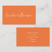 Modern Minimalistisch Script Name Oranje Uniek Visitekaartje (Voorkant / Achterkant)