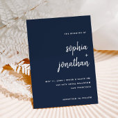 Modern minimalistisch script | Navy Blue Wedding Kaart