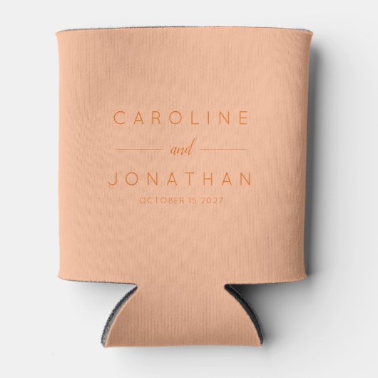 Modern minimalistisch script Peach Custom Wedding Blikjeskoeler (Voorkant)