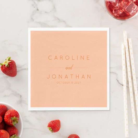 Modern minimalistisch script Peach Custom Wedding Servet (Insitu)