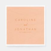 Modern minimalistisch script Peach Custom Wedding Servet (Voorkant)