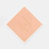 Modern minimalistisch script Peach Custom Wedding Servet (Hoek)