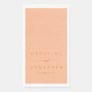 Modern minimalistisch script Peach Custom Wedding Servet