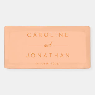 Modern minimalistisch script Peach Custom Wedding Spandoek