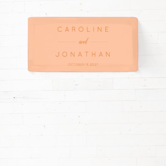 Modern minimalistisch script Peach Custom Wedding Spandoek (Insitu)