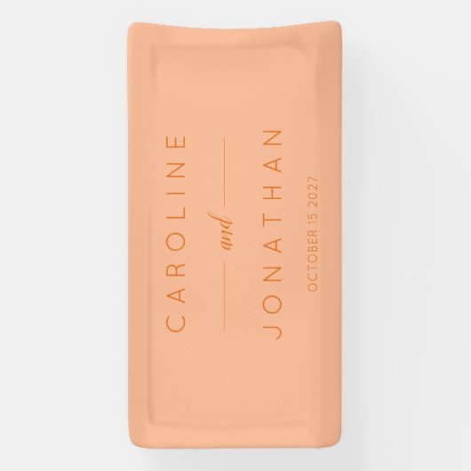 Modern minimalistisch script Peach Custom Wedding Spandoek (Verticaal)