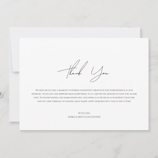 Modern minimalistisch script plat dank u kaart (Voorkant)