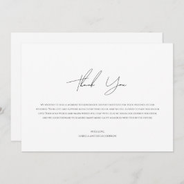 Modern minimalistisch script plat dank u kaart