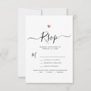 Modern Minimalistisch Script Roos Gold Wedding RSV RSVP Kaartje