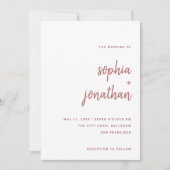 Modern Minimalistisch Script Roos Roze | Bruiloft Kaart (Voorkant)