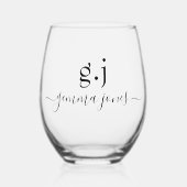 Modern Minimalistisch Script Serif Monogram Wijnglas Zonder Voet (Voorkant)