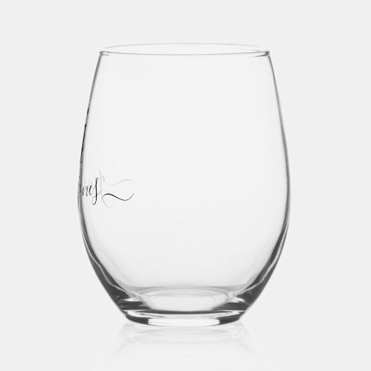 Modern Minimalistisch Script Serif Monogram Wijnglas Zonder Voet (Links)