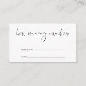 Modern minimalistisch script Snoep gissen spel Kaa Informatiekaartje (Voorkant)