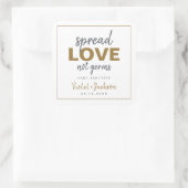 Modern minimalistisch script Spread Love Weddenour Vierkante Sticker (Tas)