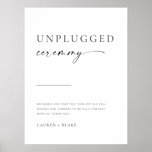 Modern minimalistisch script unplugged Wedding Poster (Voorkant)