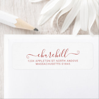 Modern minimalistisch script voor achternaam Rood Etiket