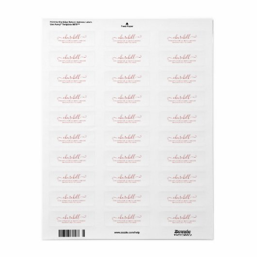 Modern minimalistisch script voor achternaam Rood Etiket (Full Sheet)