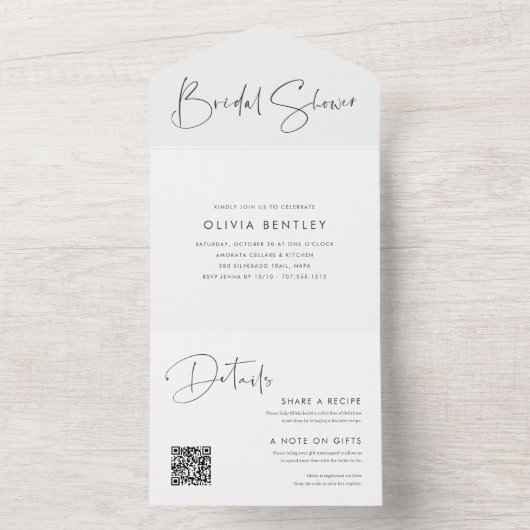 Modern minimalistisch script Vrijgezellenfeest All In One Uitnodiging (Binnen)