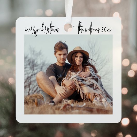 Modern minimalistisch script Vrolijk kerstfeest 2  Metalen Ornament