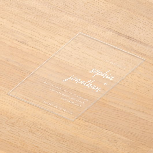 Modern minimalistisch script | Weddenschap Acryl Uitnodigingen (Laagn)