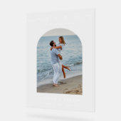 Modern minimalistisch script Welkom foto bruiloft Acryl Bord (Hoek)