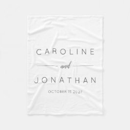 Modern minimalistisch Script White Custom Wedding Fleece Deken