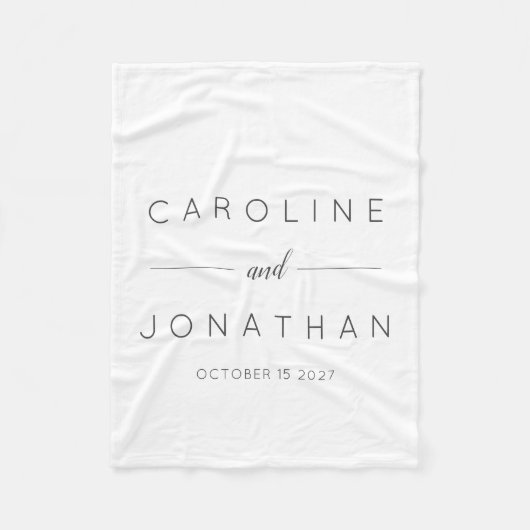 Modern minimalistisch Script White Custom Wedding Fleece Deken (Voorkant)