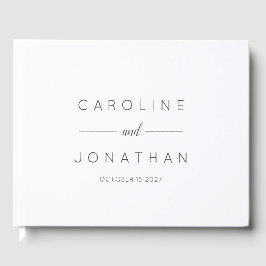 Modern minimalistisch Script White Custom Wedding Gastenboek
