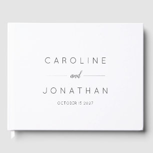 Modern minimalistisch Script White Custom Wedding Gastenboek