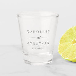 Modern minimalistisch Script White Custom Wedding Shot Glas