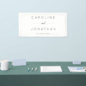 Modern minimalistisch Script White Custom Wedding Spandoek (Beurs)