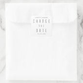 modern minimalistisch script wijzigt de datum vierkante sticker (Tas)