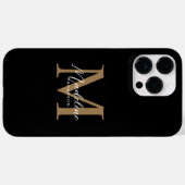 Modern Minimalistisch Script Zwart Goud Monogram Case-Mate iPhone Case (Achterkant (horizontaal))