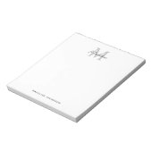 Modern minimalistisch script zwart grijs monogram notitieblok (Gedraaid)