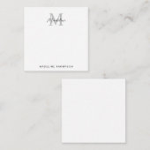Modern minimalistisch script zwart grijs monogram notitiekaartje (Voorkant / Achterkant)