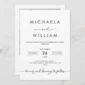 Modern minimalistisch script zwart-wit bruiloft kaart (Voorkant / Achterkant)