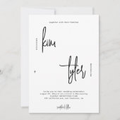 Modern minimalistisch script zwart-wit bruiloft kaart (Voorkant)