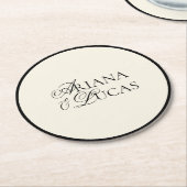 Modern minimalistisch script zwart-wit bruiloft ronde kartonnen onderzetter (Gebogen)