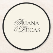 Modern minimalistisch script zwart-wit bruiloft ronde kartonnen onderzetter (Voorkant)