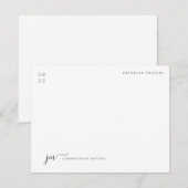 Modern minimalistisch script zwart-wit monogram notitiekaartje (Voorkant / Achterkant)