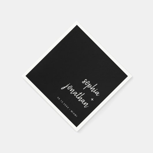 Modern minimalistisch script | Zwarte bruiloft Nap Servet (Hoek)