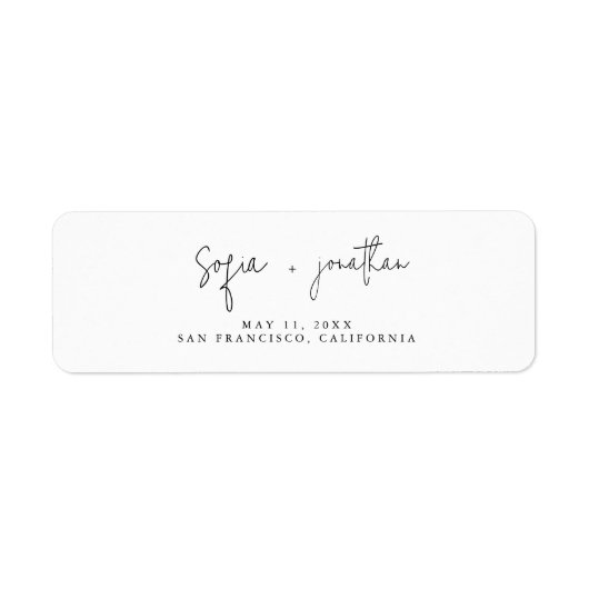 Modern minimalistisch script | Zwarte en witte bru Etiket (Voorkant)