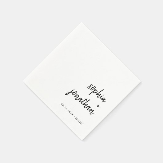 Modern minimalistisch script | Zwarte en witte bru Servet (Hoek)