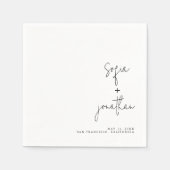 Modern minimalistisch script | Zwarte en witte bru Servet (Voorkant)