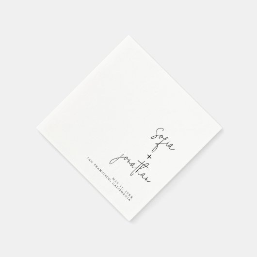 Modern minimalistisch script | Zwarte en witte bru Servet (Hoek)