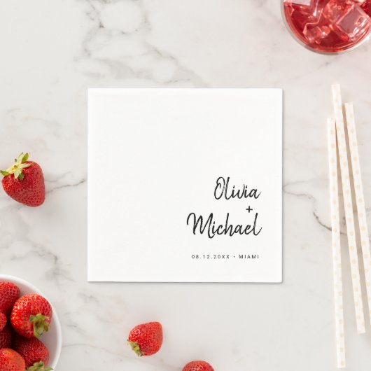 Modern minimalistisch script | Zwarte en witte bru Servet (Insitu)